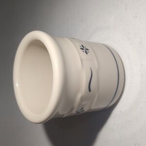 Longaberger Vitrified Pottery Condiment Crock Woven Traditions, Classic Blue